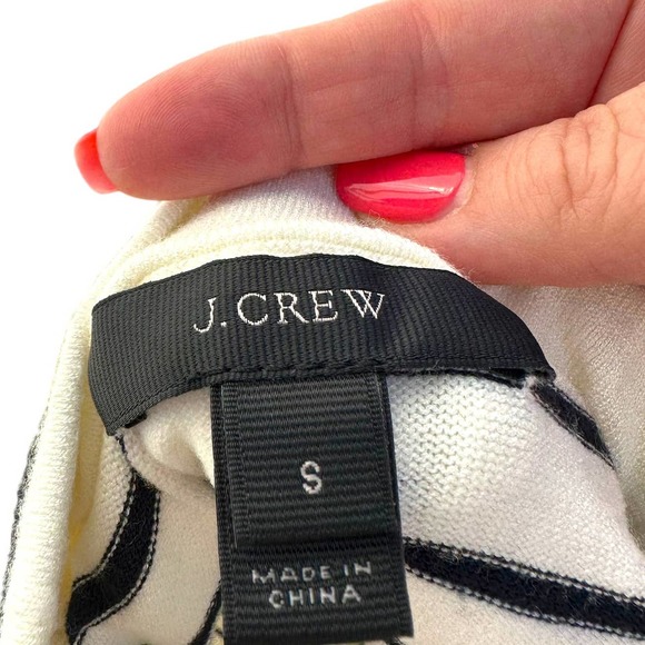 J. Crew - Off the Shoulder Striped Knit Top w/Double Ruffles, White/Black, SizeS - Picture 3 of 12